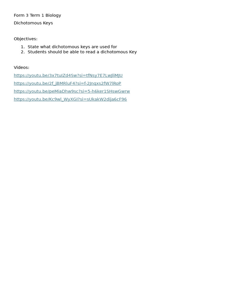 Understanding Dichotomous Keys in Biology | PDF