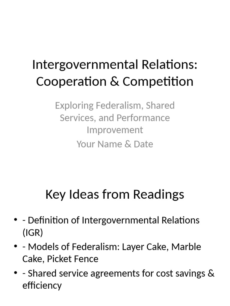 Intergovernmental Relations in Federalism | PDF