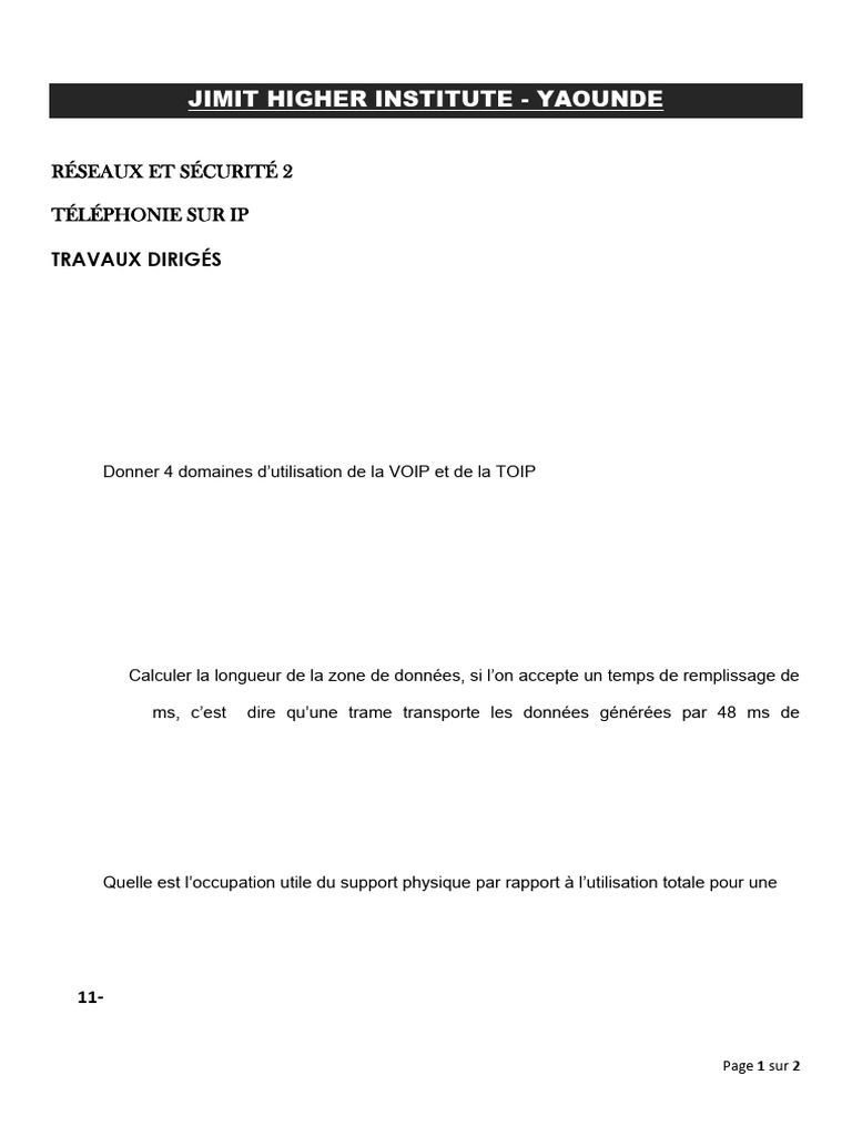 Différences entre VOIP et TOIP | PDF