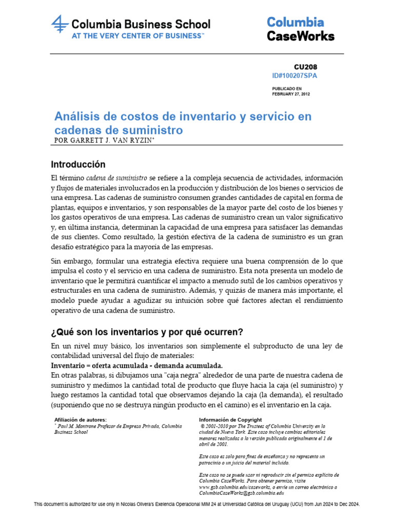 5-Analisis de Costos de Inventario | PDF | Cadena de suministro | Business