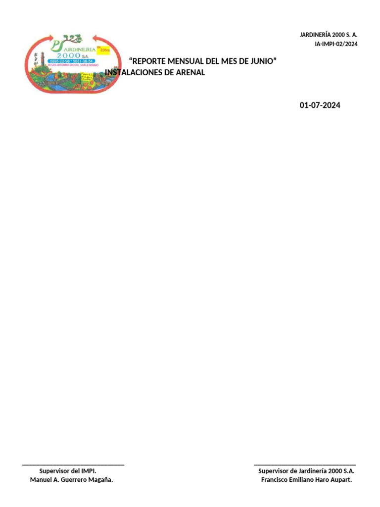 MACHOTE Reporte Del Mes | PDF