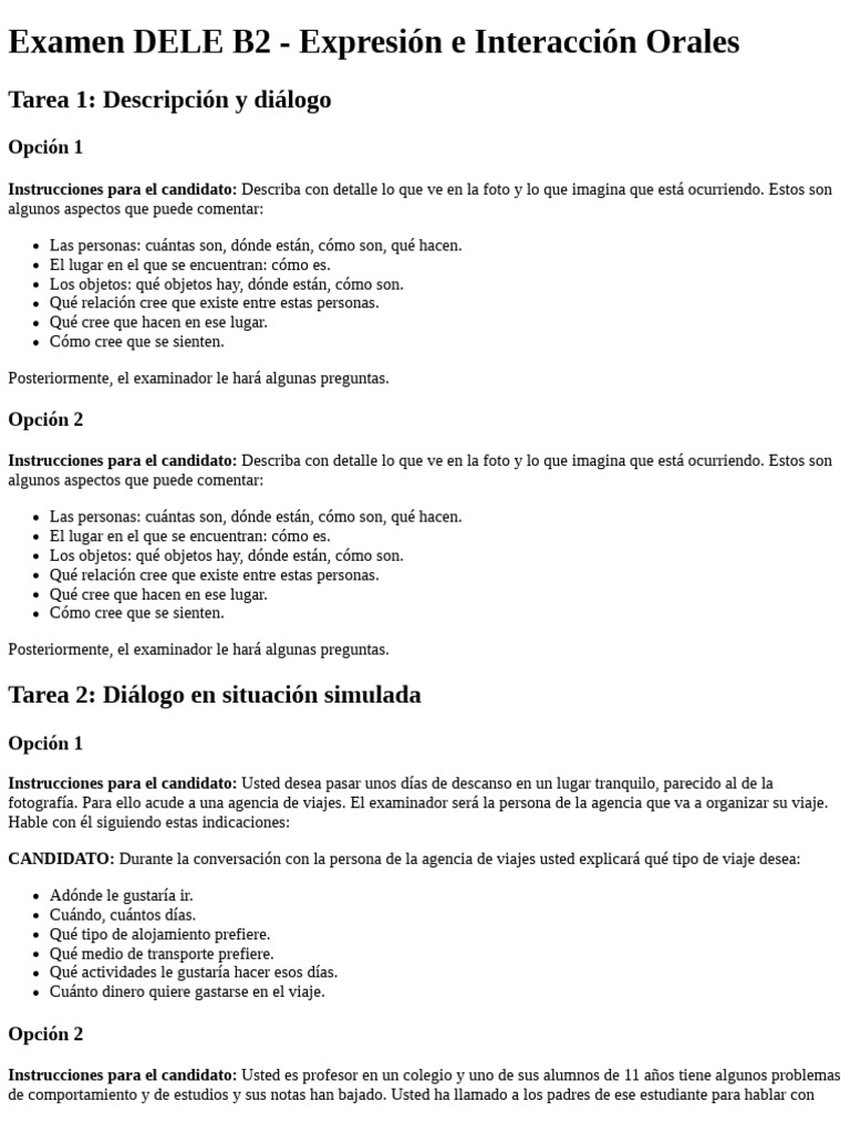 Examen DELE B2 - Expresión e Interacción Orales PDF | PDF