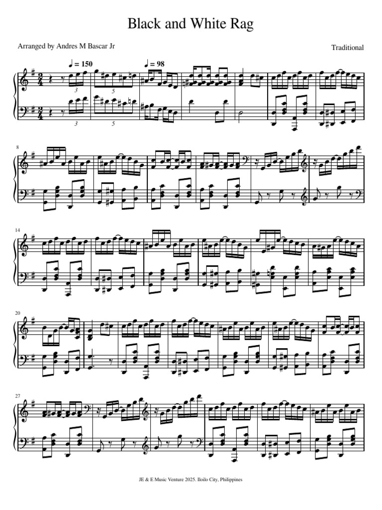 Black and White Rag Arrangement | PDF