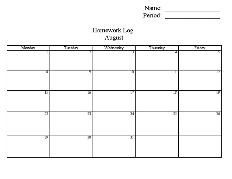 Homework Log | PDF