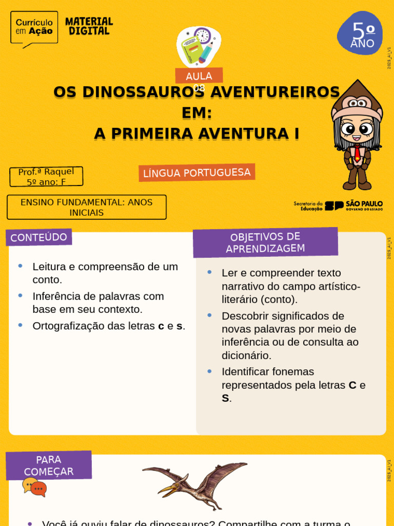 Dinossauros Aventureiros: A Primeira Aventura | PDF | Dinossauros