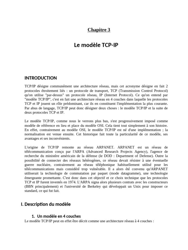 Comprendre le modèle TCP/IP en 4 couches | PDF | Suite des protocoles ...