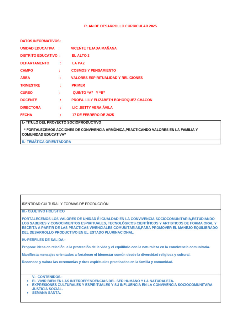 Plan de Desarrollo Curricular 2024 Quinto | PDF | Comunidad | Justicia
