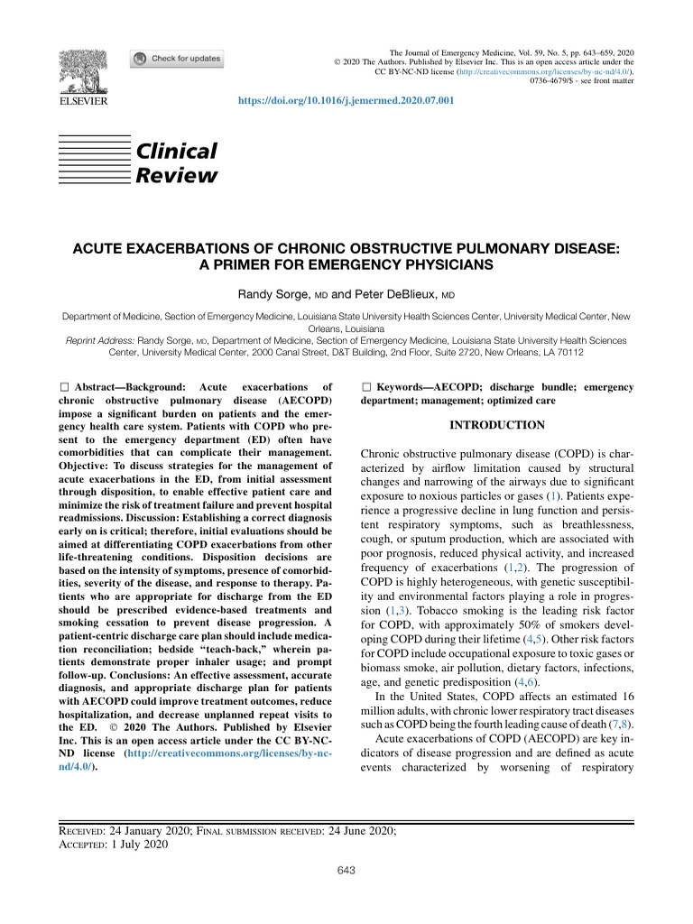 Acute Exacerbations of Chronic Obstructive Pulmonary Disease - A Primer ...