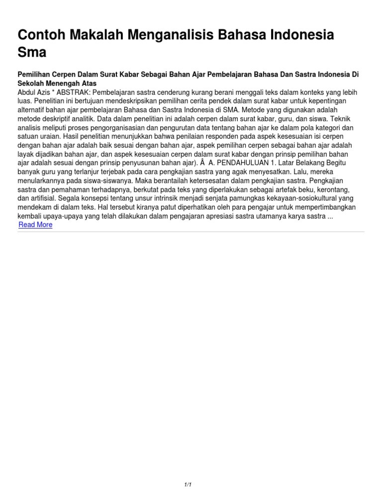 Contoh Makalah Menganalisis Bahasa Indonesia Sma