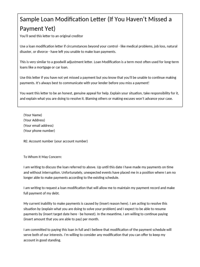 Loan Modification Request Letter | PDF