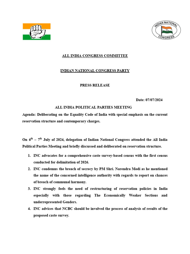 Inc PR | PDF | Government Of India | Social Inequality