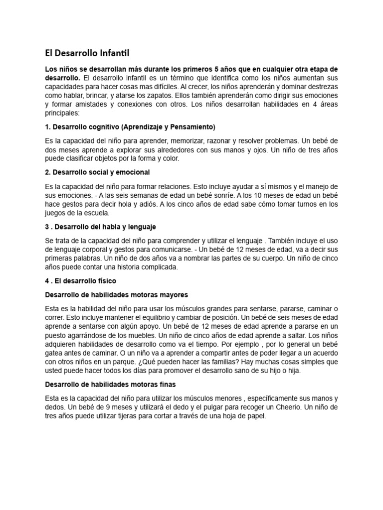 El Desarrollo Infantil | PDF | Las emociones | Neurociencia