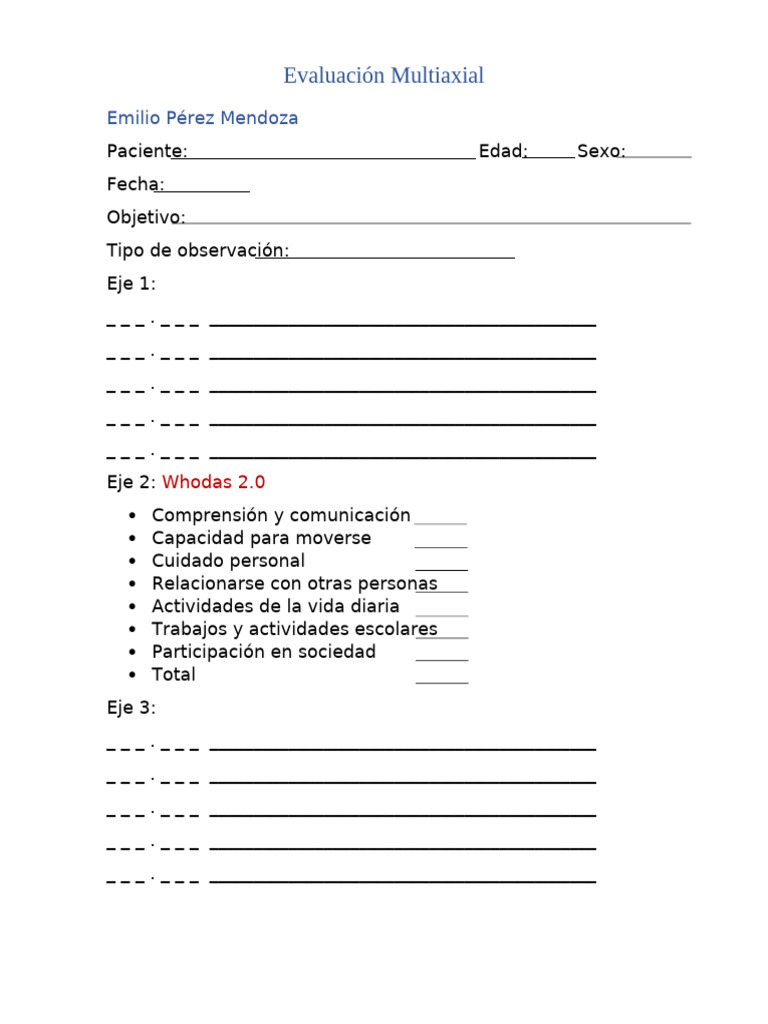 Evaluación Multiaxial - Emilio | PDF