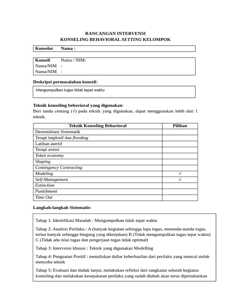 Contoh RPL Konseling Individual | PDF