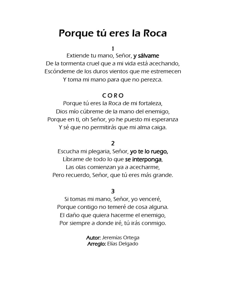 Porque Tú Eres La Roca - Letra | PDF