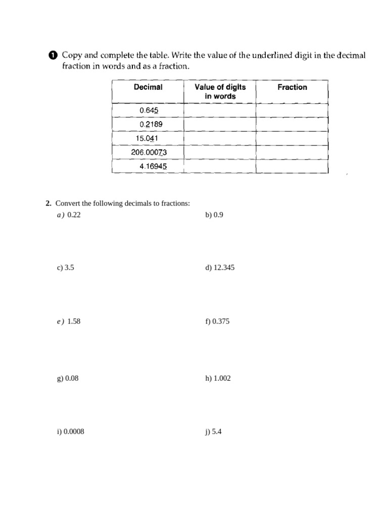 Convert Decimals and Fractions Guide | PDF