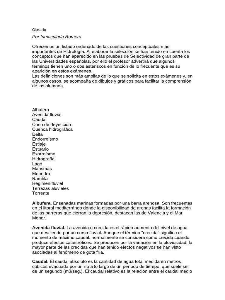 Glosario de Términos de Hidrología | PDF | Río | Cuenca de drenaje