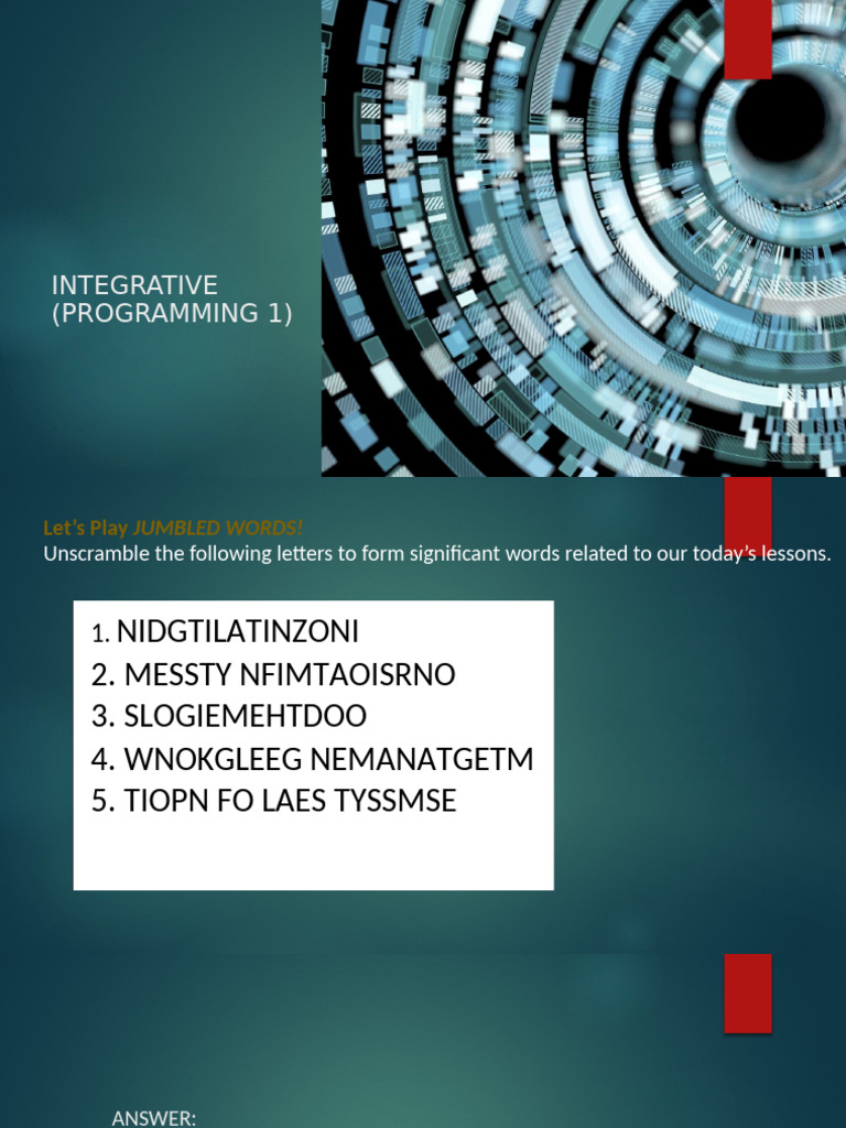 Integrative (Programming 1) PPT Module 3 | PDF