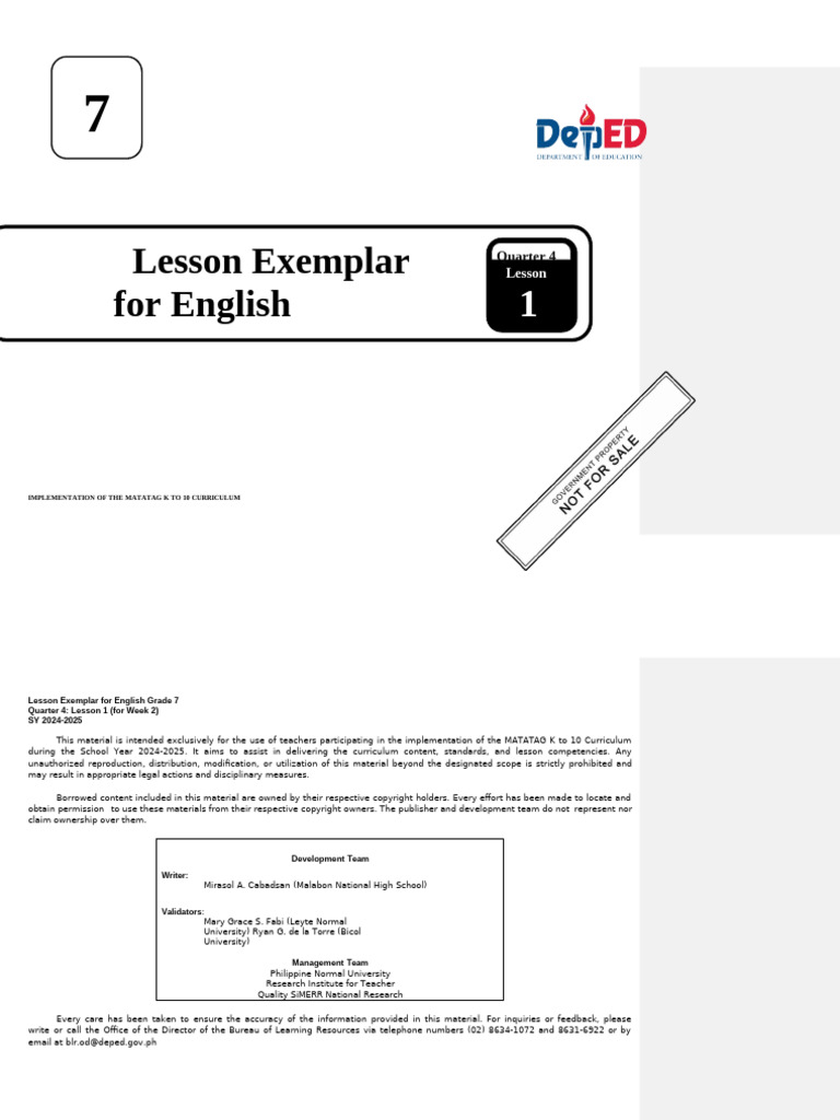 Q4 - LE - English 7 - Lesson 1 - Week 2 | PDF | Climate Change ...