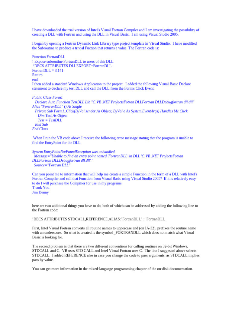 Fortran DLL | PDF | Library (Computing) | Parameter (Computer Programming)