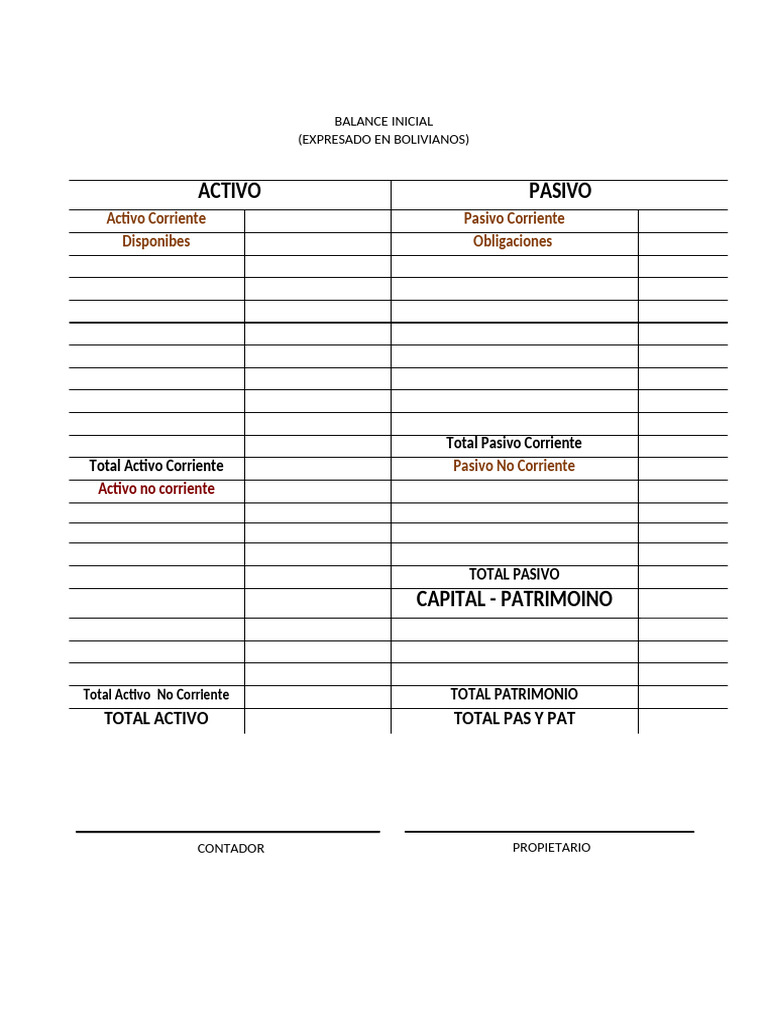 Balance Plantilla | PDF