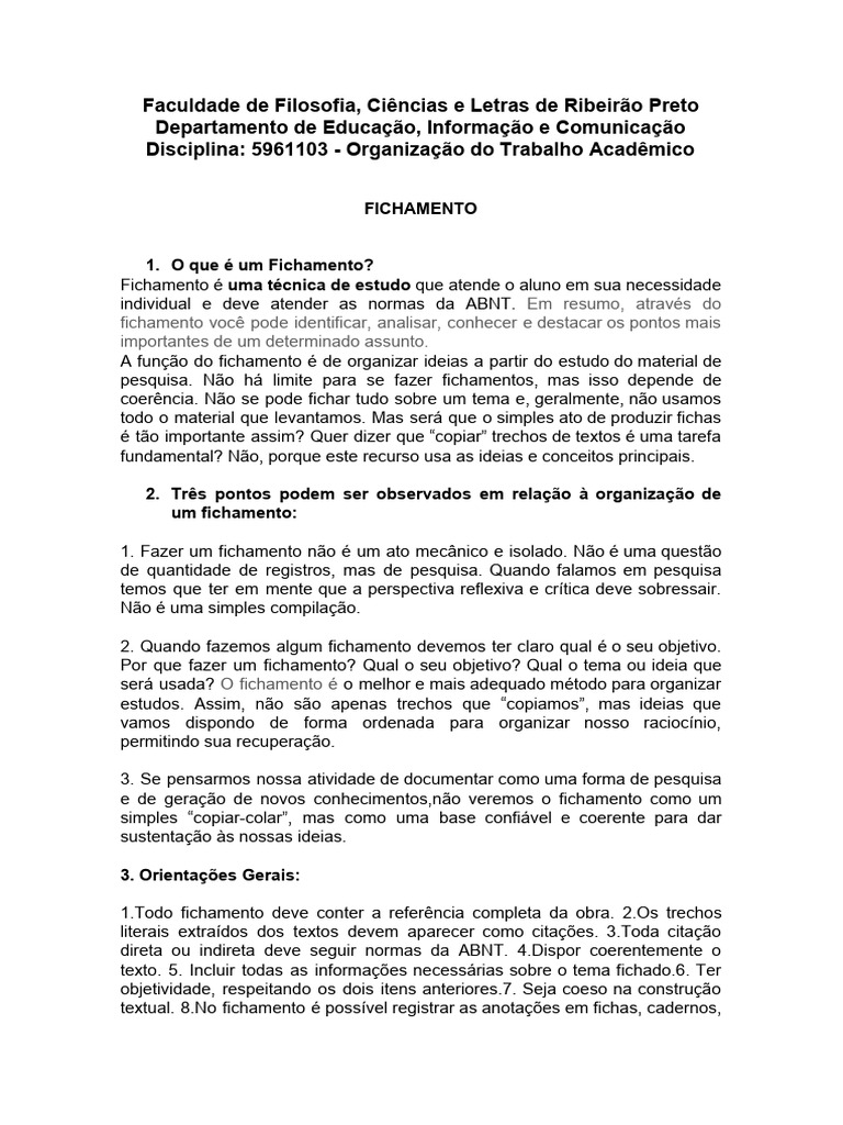 Fichamento: Normas e Tipos ABNT | PDF | Citação | Abstract (resumo)