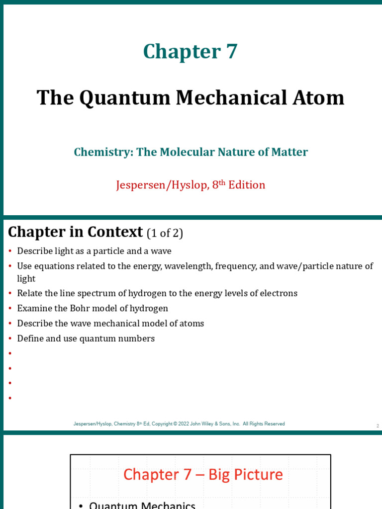 Ch 7 Atomic Theory 1 Pdf Energy Level Electromagnetic Spectrum