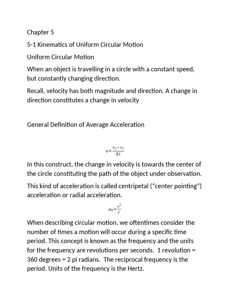 Kinematics and Dynamics of Circular Motion | PDF | Acceleration | Orbit
