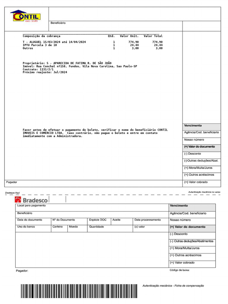 Recibo de Aluguel e IPTU - Contil Imóveis | PDF | Dinheiro | Finanças ...