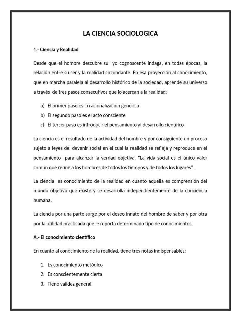 Fundamentos de la Ciencia Sociológica | PDF | Conocimiento | Science