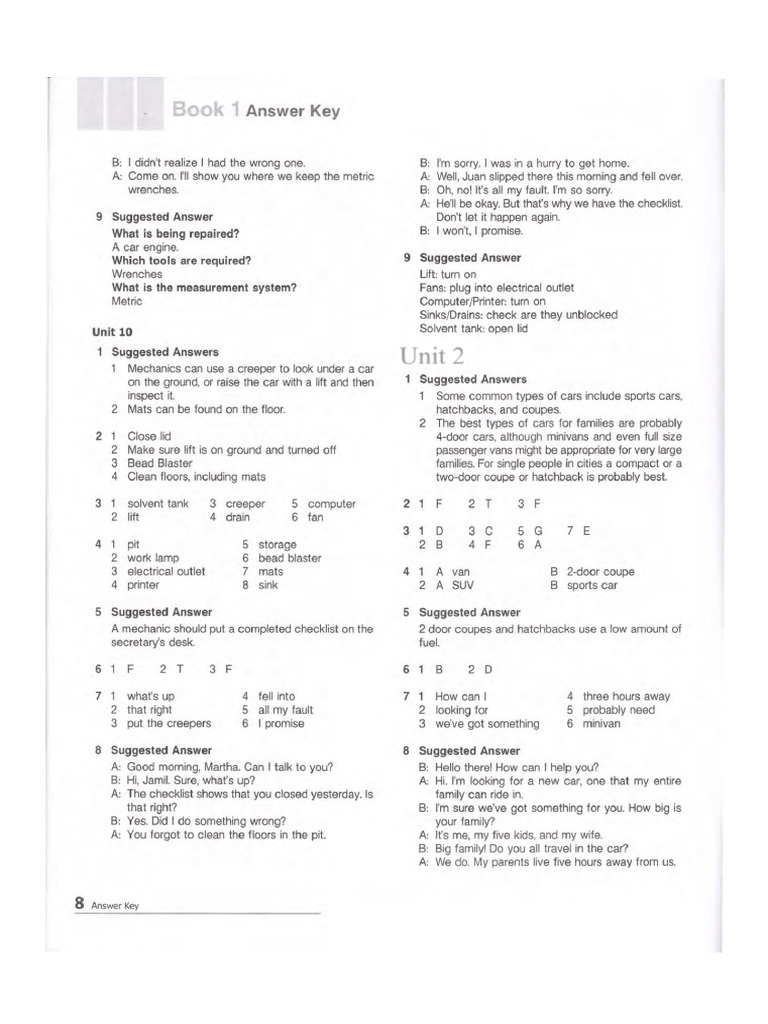 Answer Keys and Audioscripts - TACN Oto | PDF