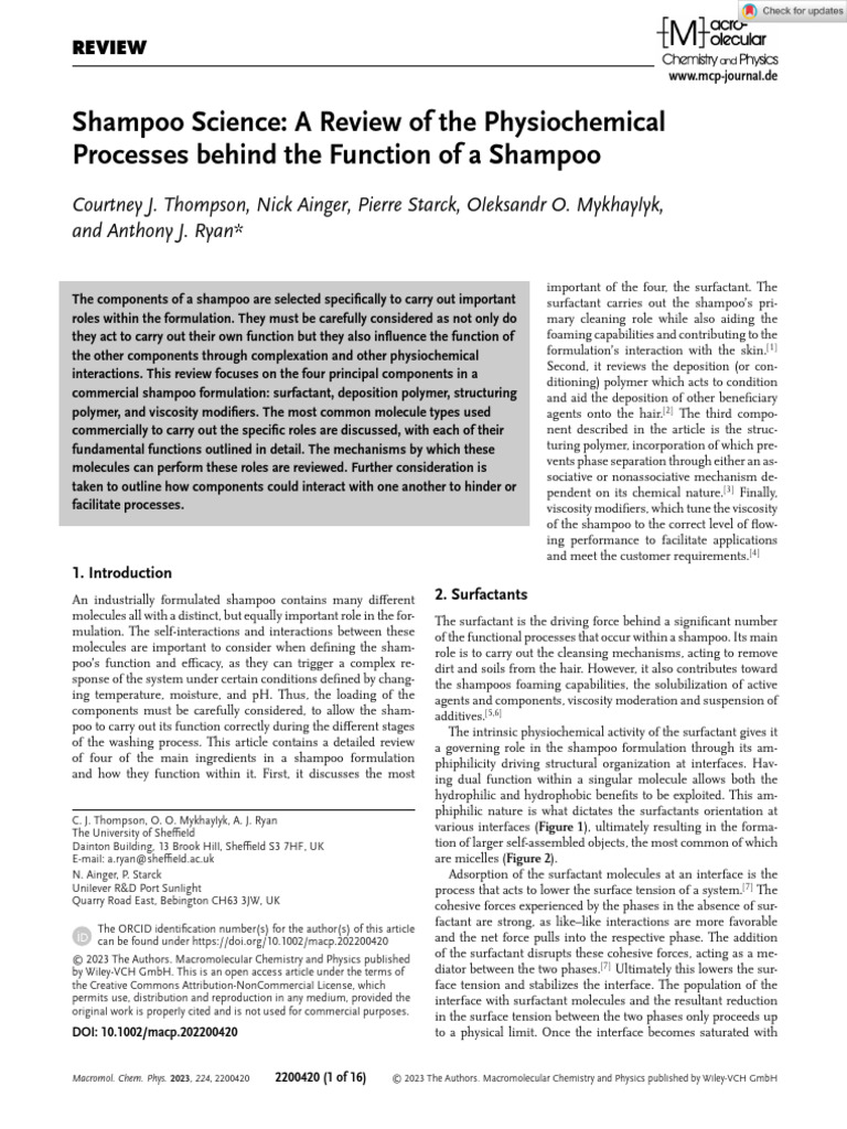Shampoo Ingredients and Their Functions | PDF | Surfactant | Foam