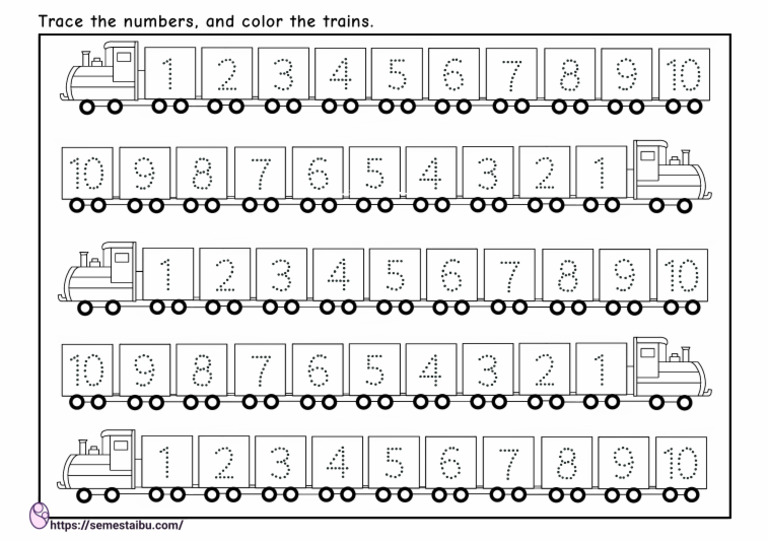 Number Tracing Trains | PDF