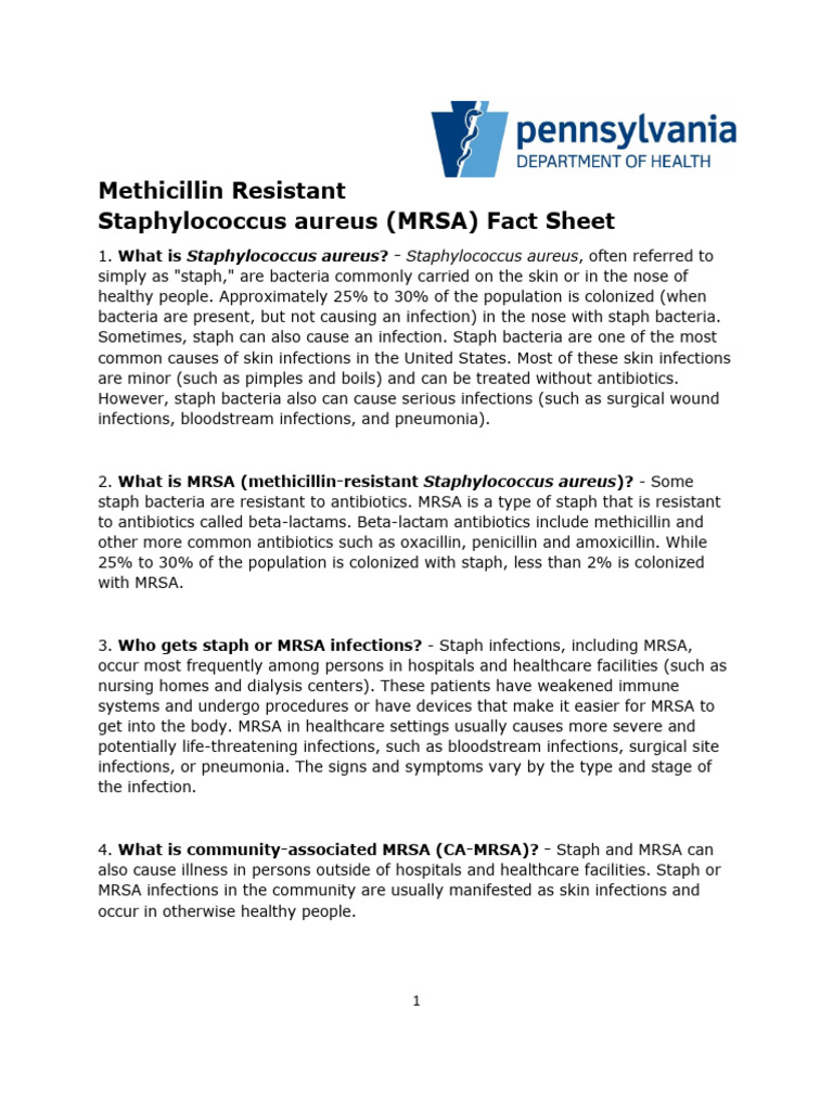 Methicillin Resistant Staphylococcus Aureus | PDF | Methicillin ...