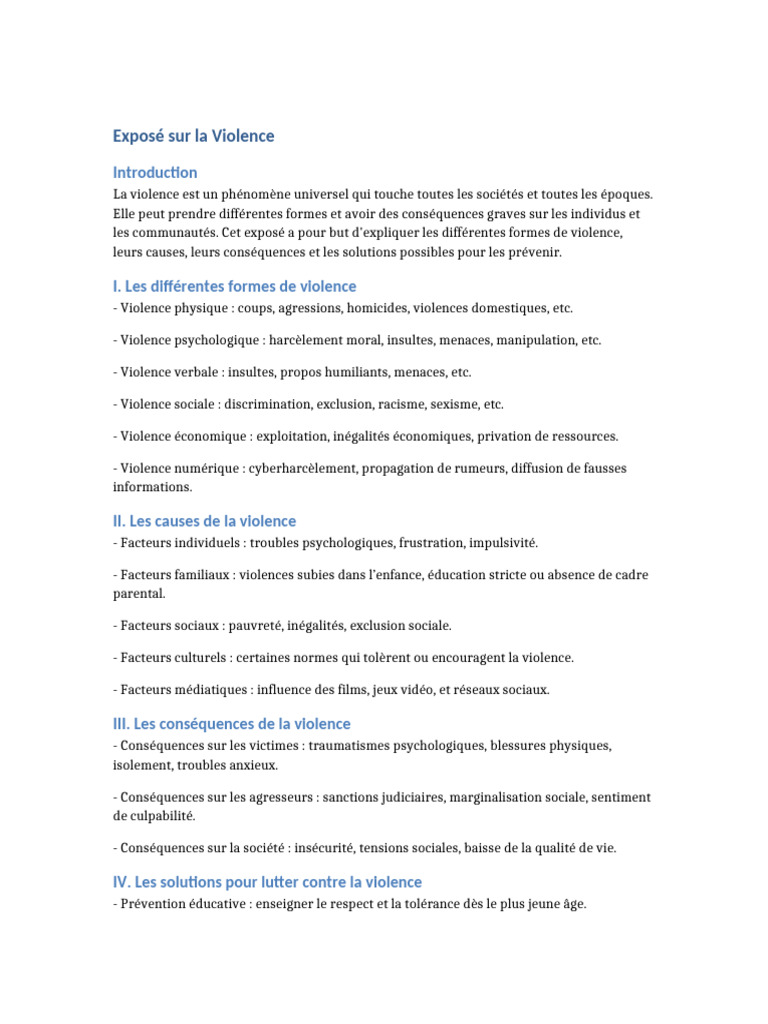 Causes et formes de la violence | PDF | La violence | Injustice