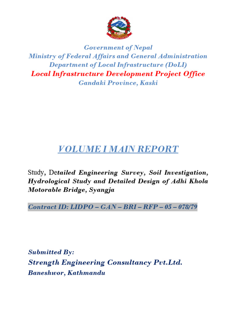 Adhi Khola Bridge Detailed Report | PDF | Drainage Basin | Flood