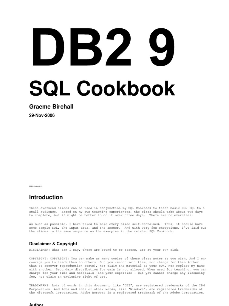 Db2 sql cookbook ibm db2 sql
