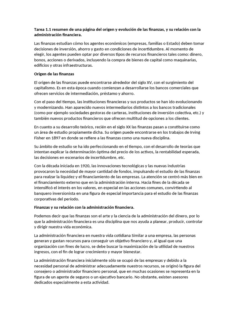 Origen y evolución de las finanzas | PDF | Business | Economias