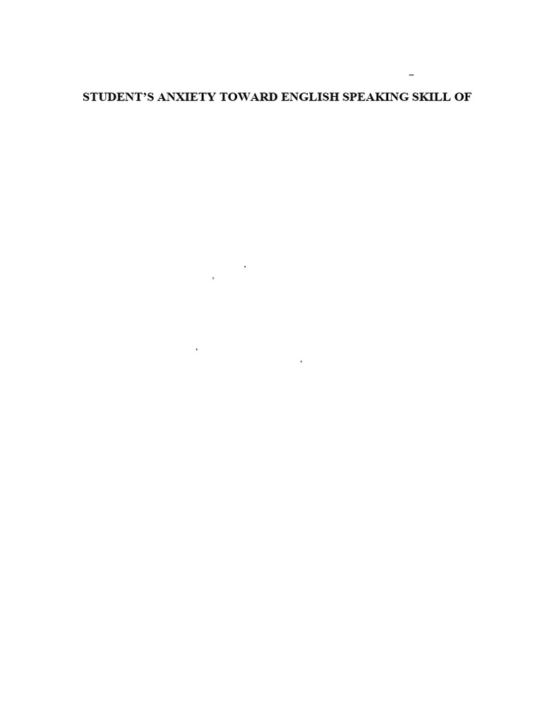 Student Anxiety in English Speaking Skills | PDF | Anxiety | Emotions