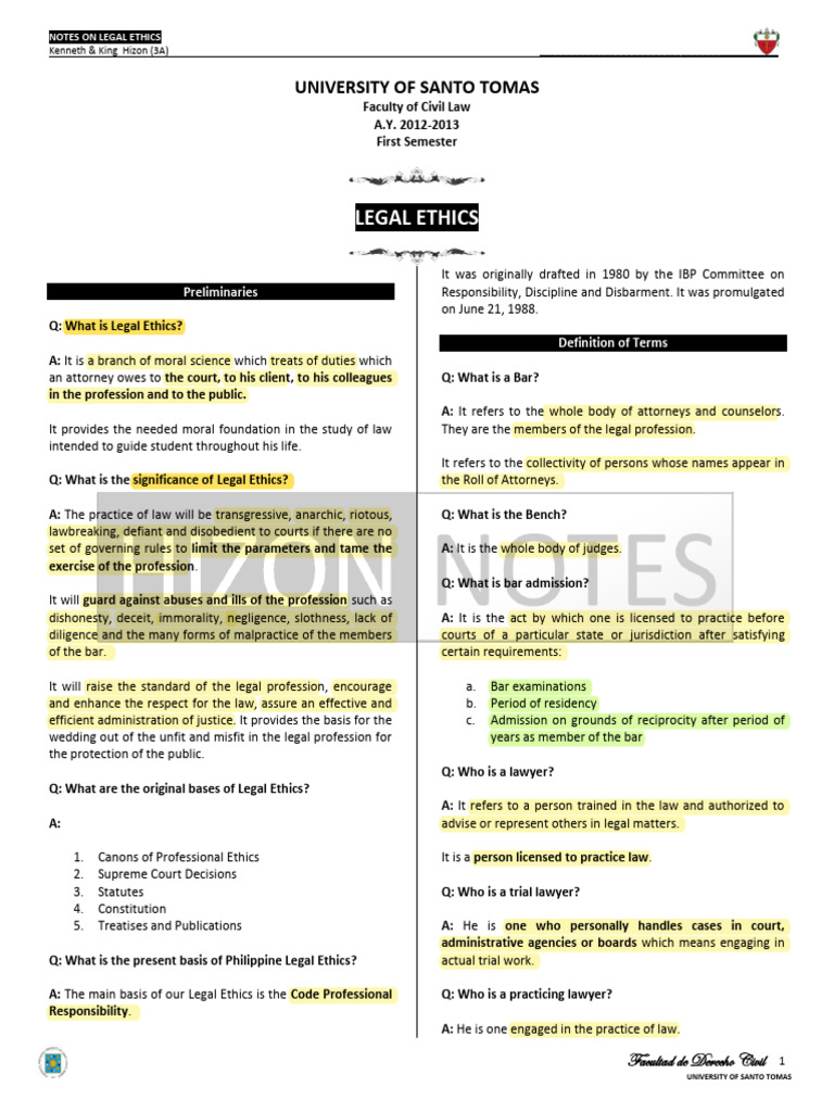 Overview of Legal Ethics Principles | PDF | Lawyer | Practice Of Law