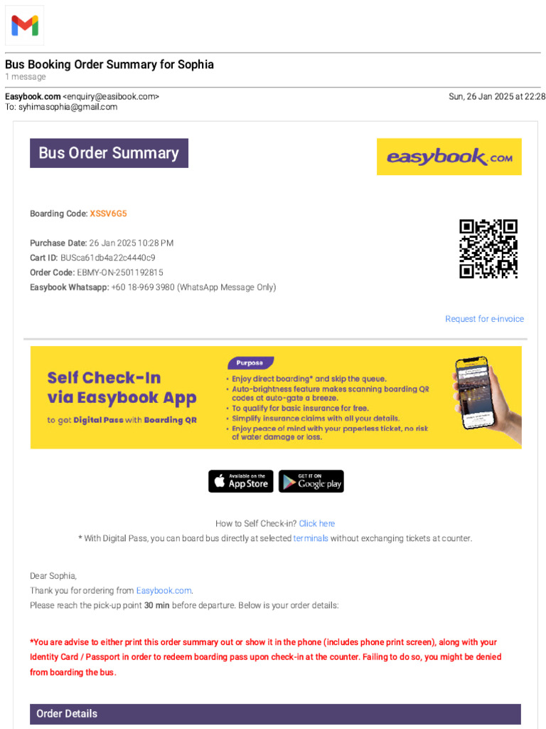 Easybook Bus Ticket Order Summary | PDF | Travel Visa