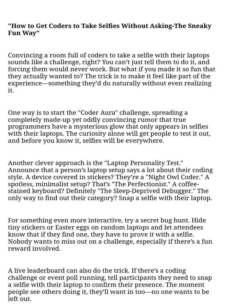 Coder Aura Selfie Challenge Ideas | PDF