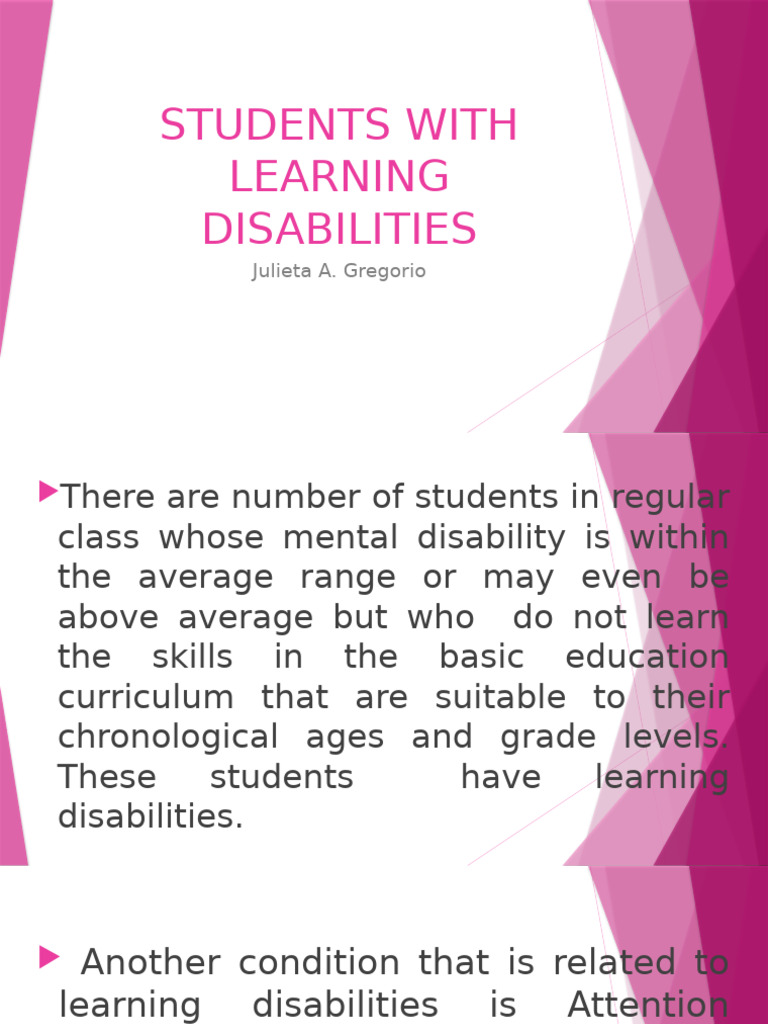 Chapter 6 Students With Learning Disabilities Pptx Agnes Pdf
