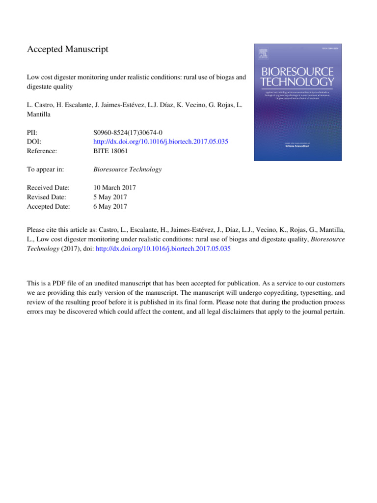 Rural Biogas Monitoring and Digestate Quality | PDF | Anaerobic ...