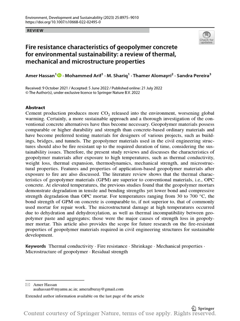 18 Fire Resistance Characteristics of Geopolymer Conc | PDF | Concrete ...