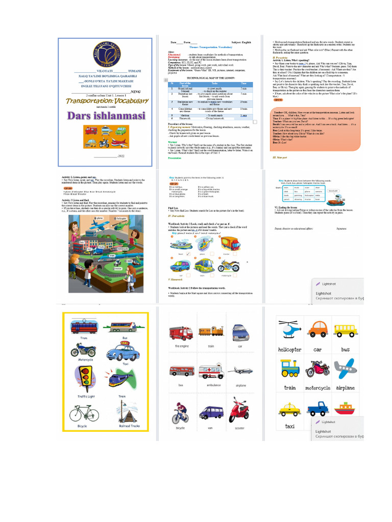 2 Sinf. Unit 1. Transportation Demo | PDF