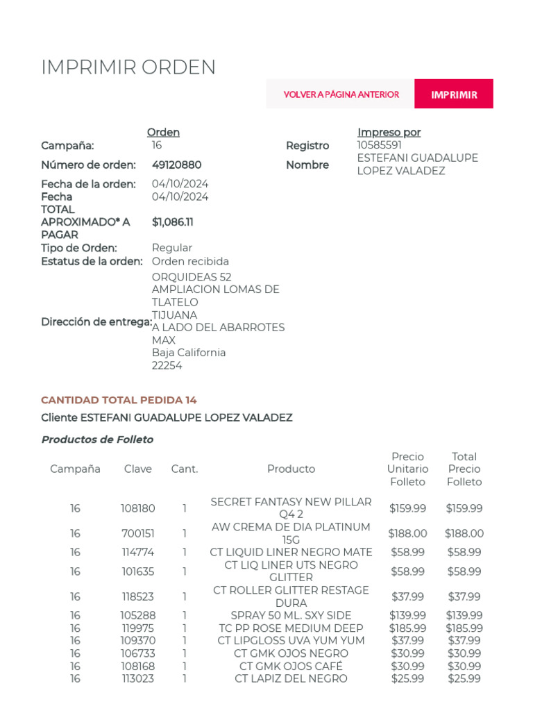 Imprimir Orden | PDF