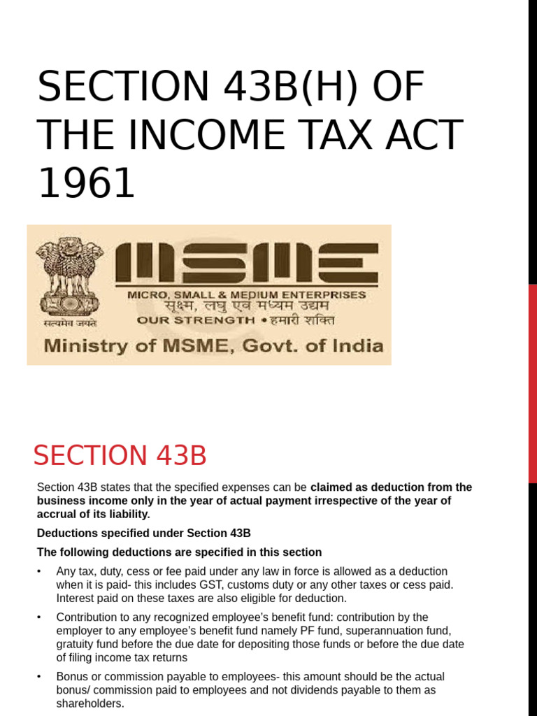 Section 43B (H) of The Income Tax Act | PDF | Taxes | Tax Deduction