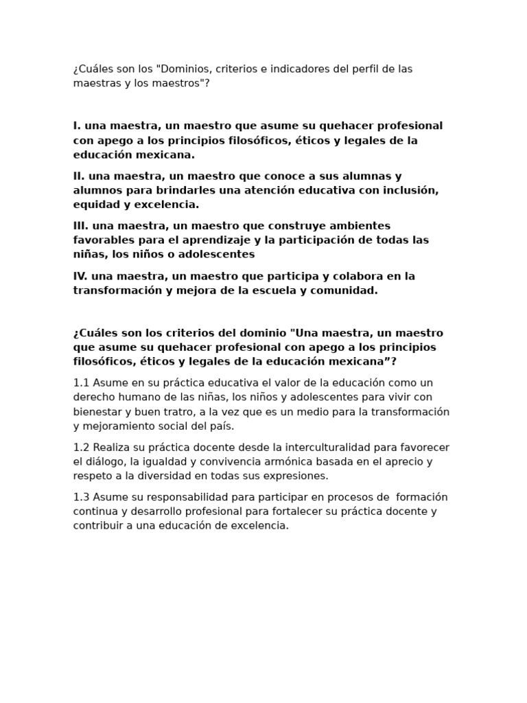 Criterios y dominios del perfil docente | PDF | Maestros | Aprendizaje