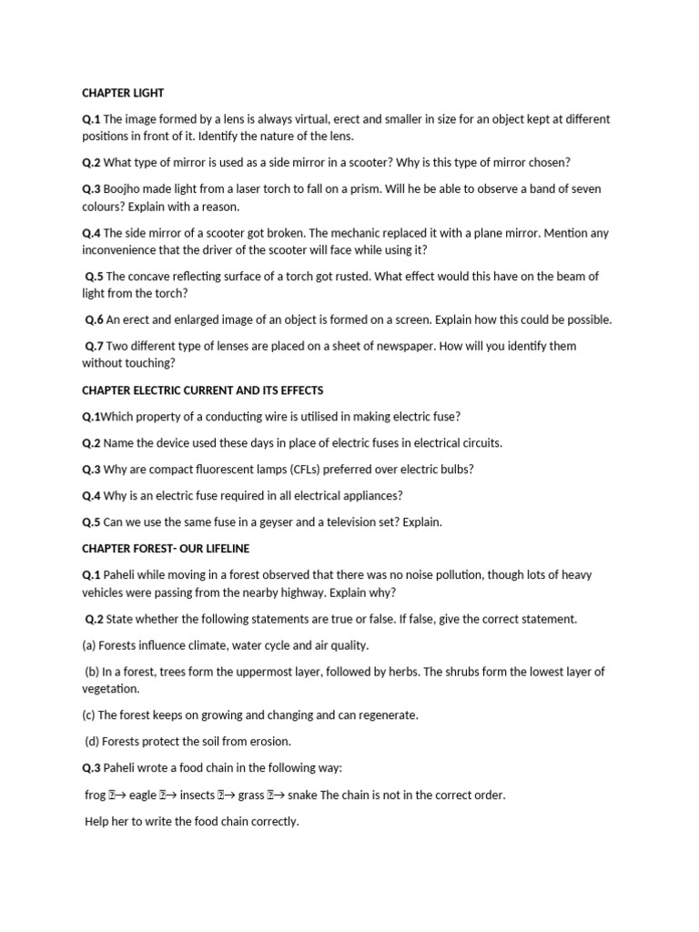 Science Questions on Light, Electricity, and Nature | PDF | Flashlight ...